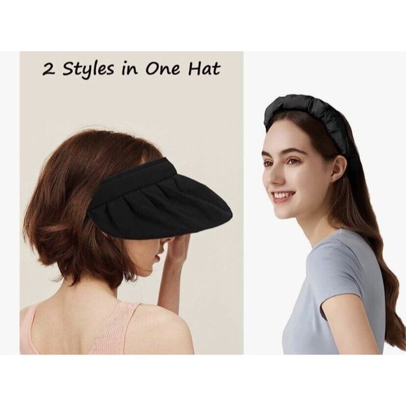 Ladies women summer sun visor beach hat Brand New Black - Picture 6 of 6